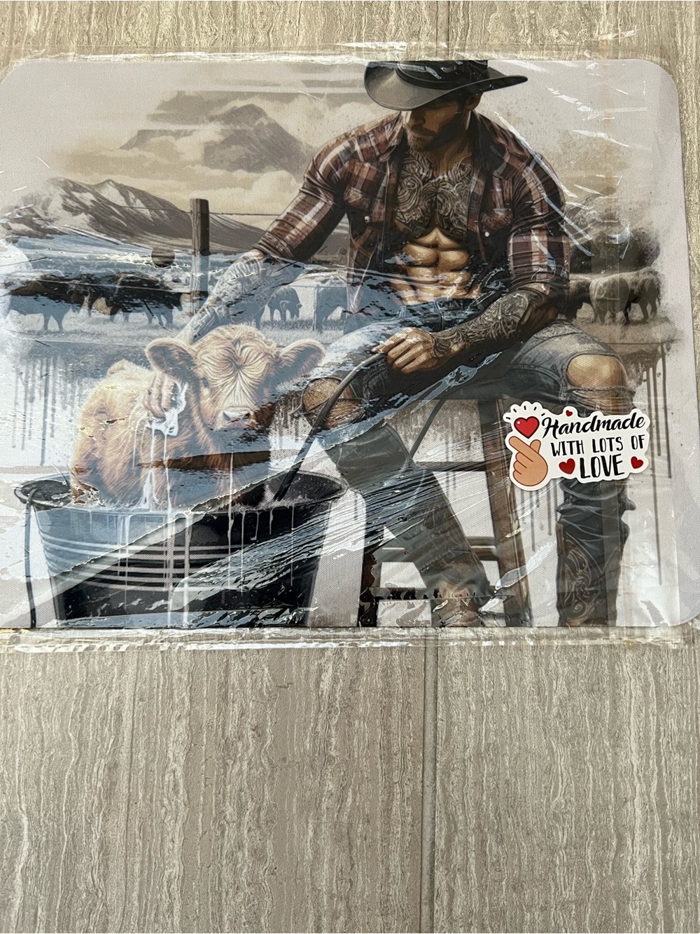 Cowboy Farmhouse Art Placemat - Rustic Brown and Tan Mouse Pad